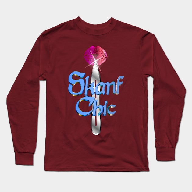 Skanf Chic - No Spin Throwing Knife Kiss - Blue Long Sleeve T-Shirt by geodesyn